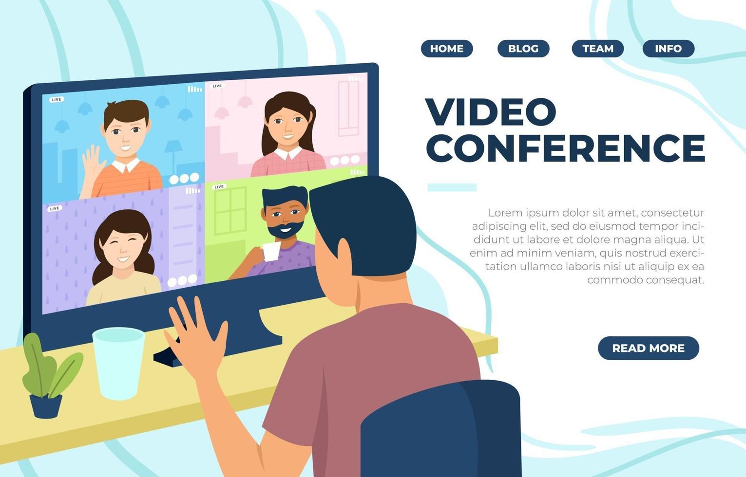 Video Conference Landing Page vector