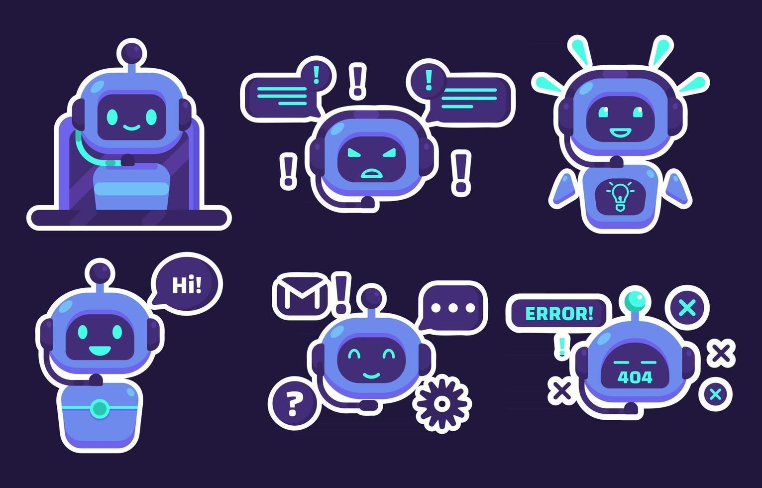 colecciones de pegatinas de chatbot vector