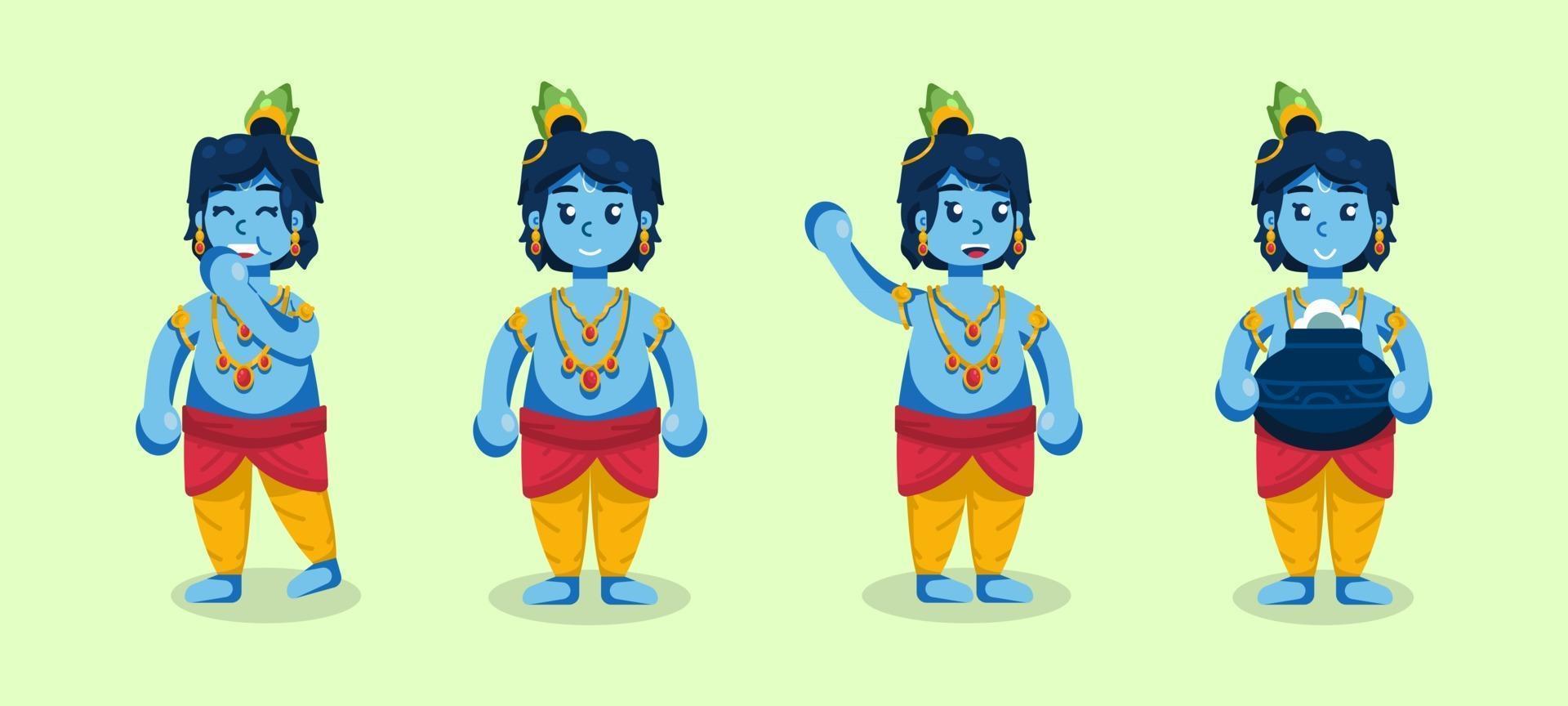 colecciones de personajes de janmashtami vector