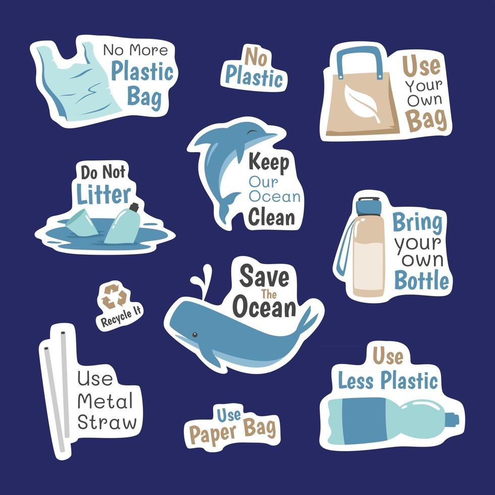 No Plastic Sticker Campaign vector