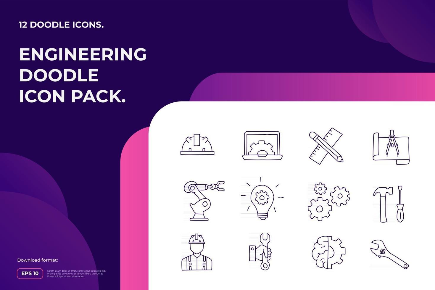 engineering and architecture related doodle icon concept for industrial, maintenance, manufacturing, business service vector illustration