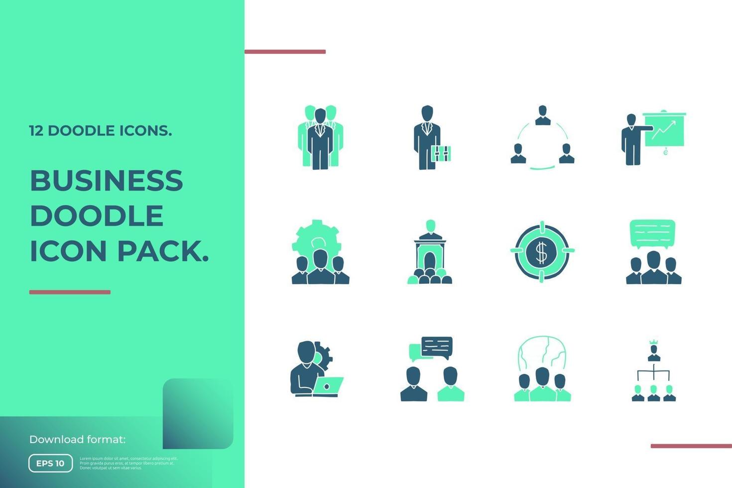 business teamwork doodle icon. business partnership strategy and leadership management concept sign symbol vector illustration
