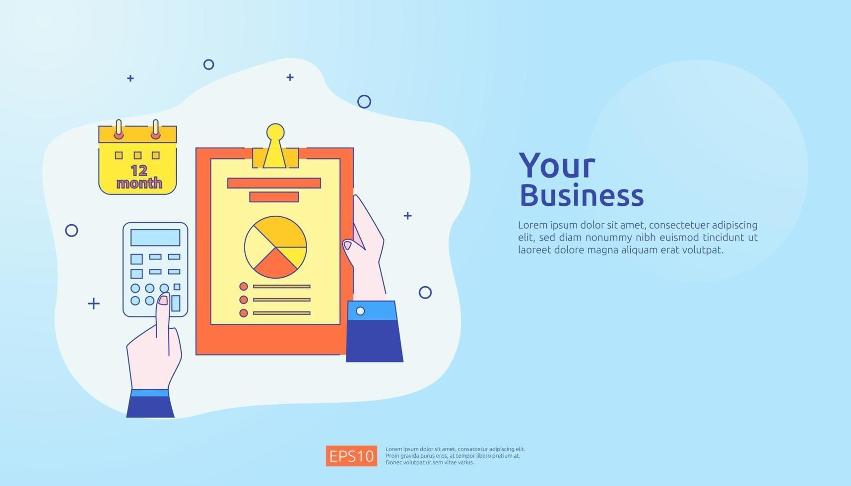 digital analysis concept for business market research, marketing strategy, auditing and financial. data visualization with character, charts and statistics for landing page, banner, presentation vector