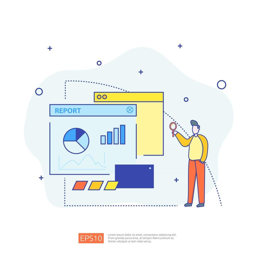 digital graph data for SEO analytics and strategic. statistics information, financial audit report document, marketing research for business management concept. vector illustration for infographic