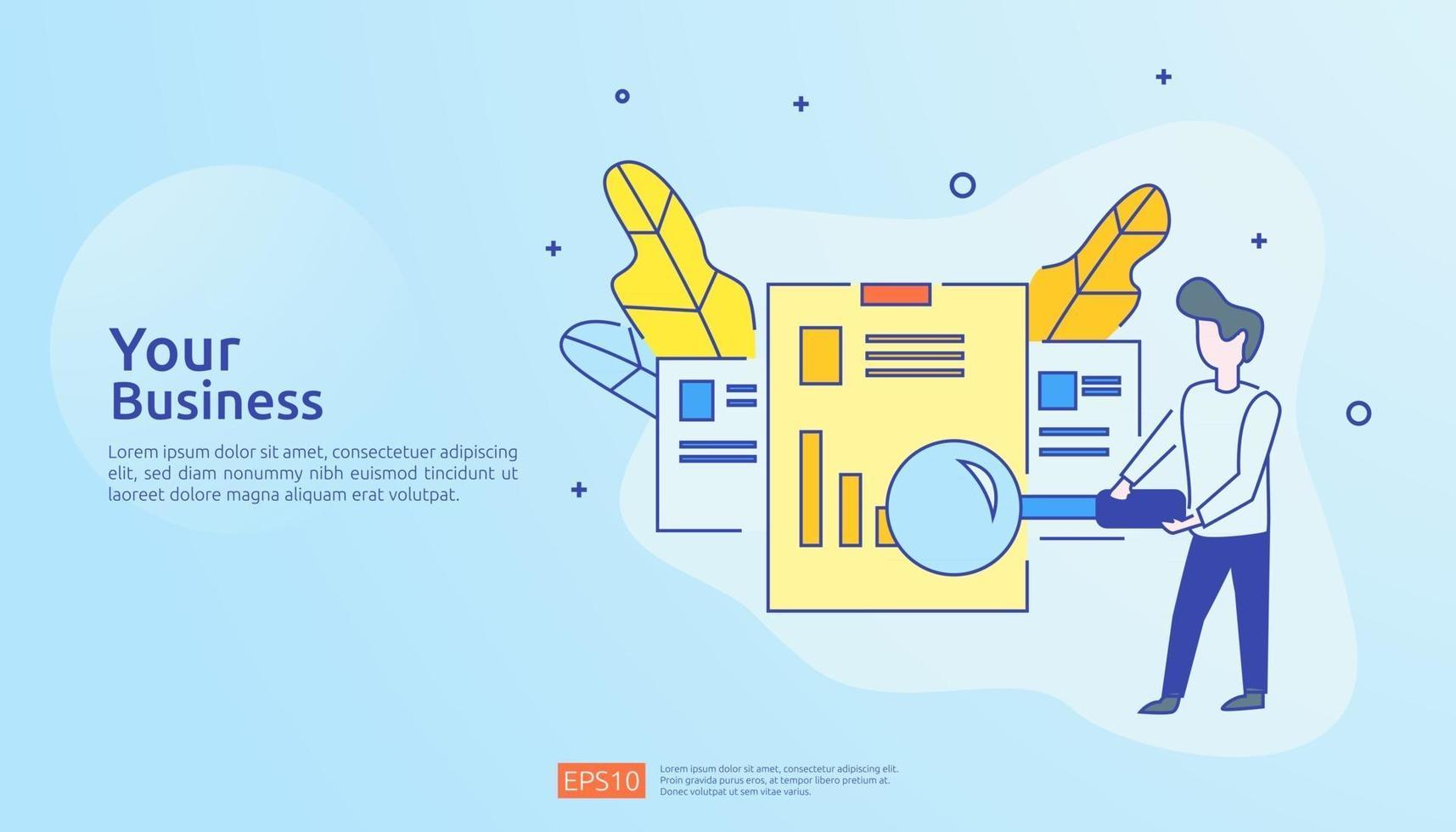 digital marketing strategy concept vector illustration. Business growth graph and chart increase to success. Return on investment ROI or increase profit. Finance stretching rising up for  banner