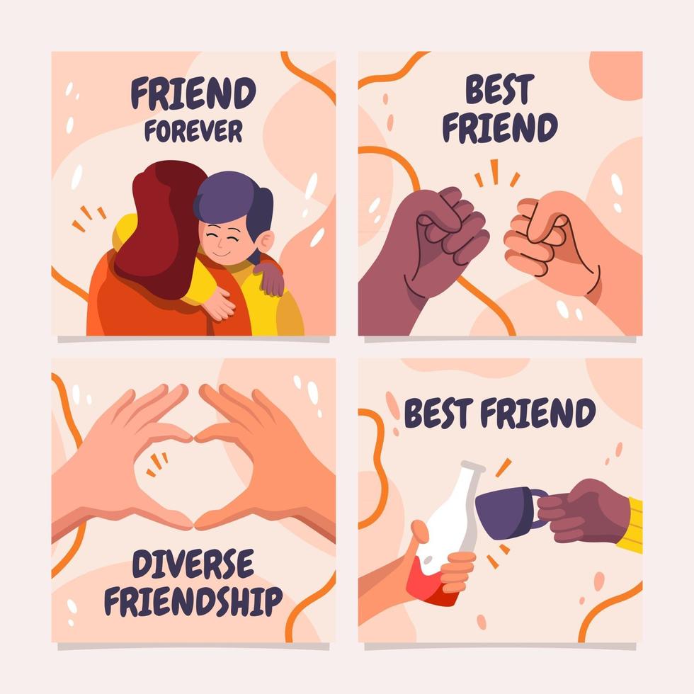 colección de tarjetas del día de la amistad vector