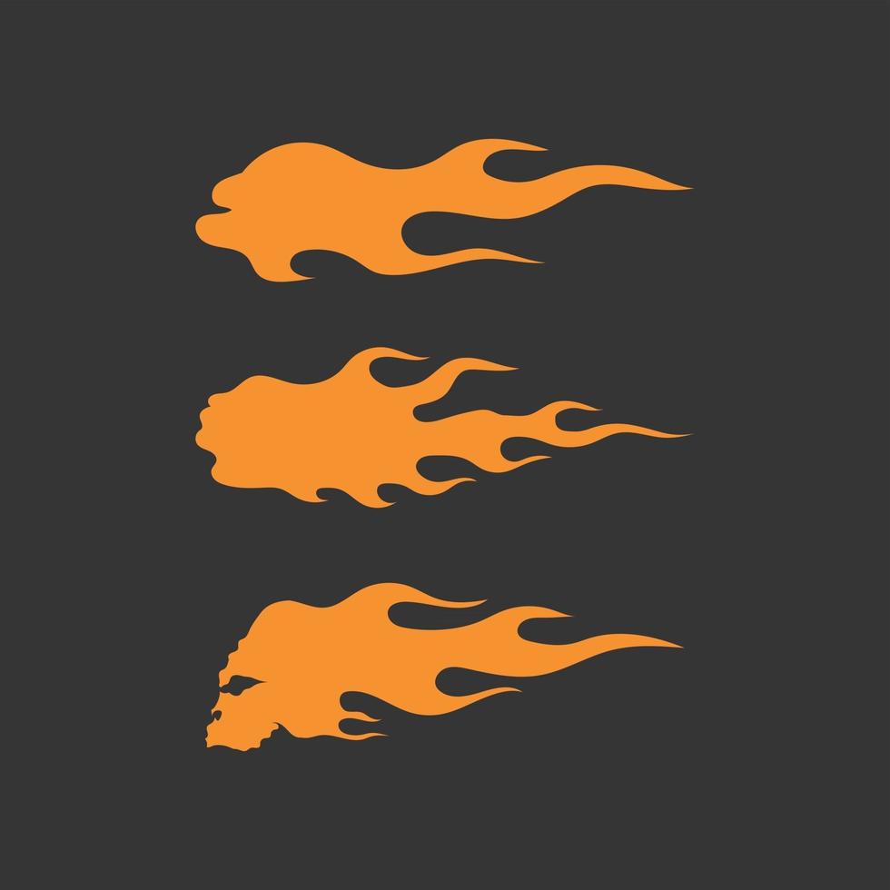 Diseño de logotipo de fuego y llama y vector hot stuff objeto de ilustración de diseño de conjunto de iconos en llamas naranja