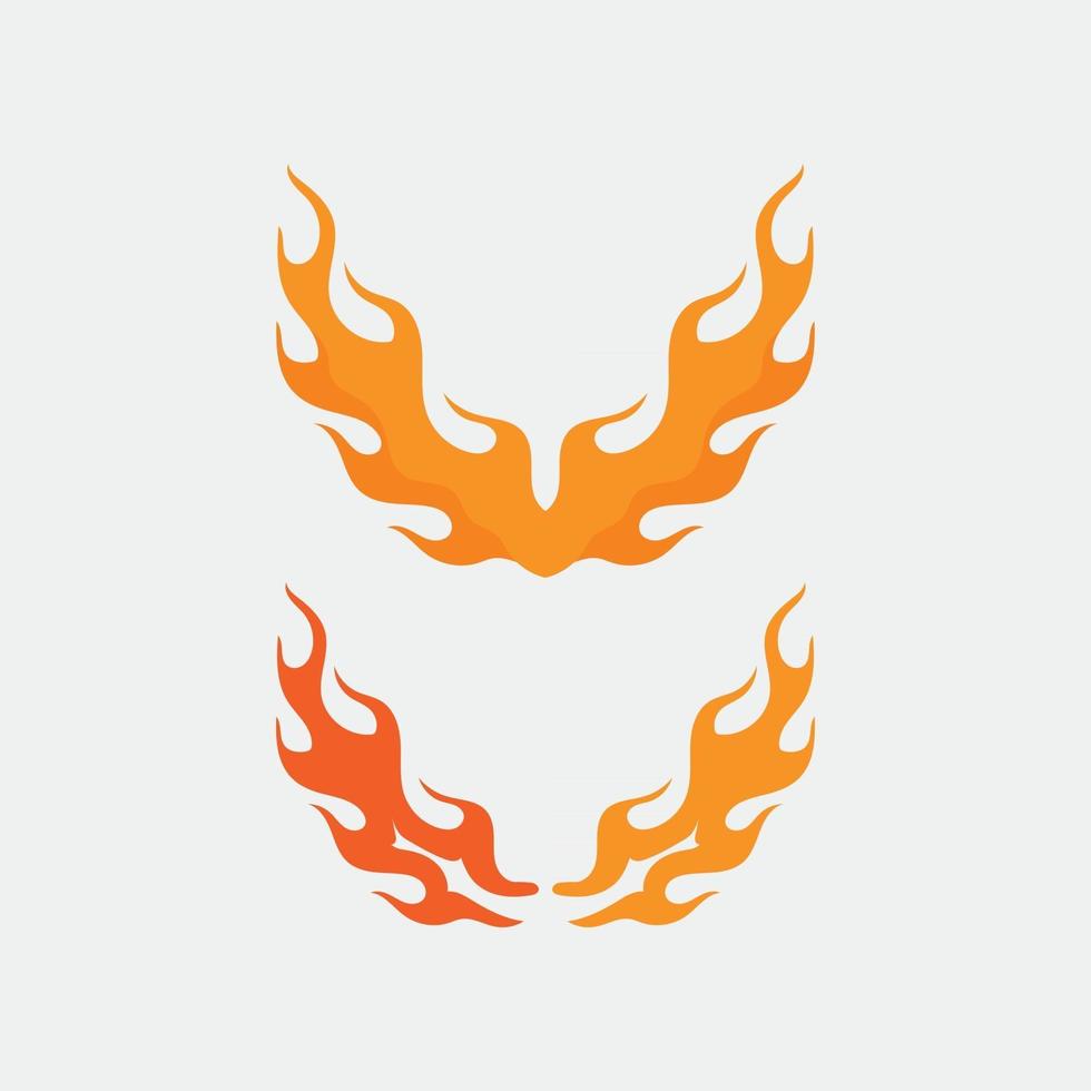 Diseño de logotipo de fuego y llama y vector hot stuff objeto de ilustración de diseño de conjunto de iconos en llamas naranja