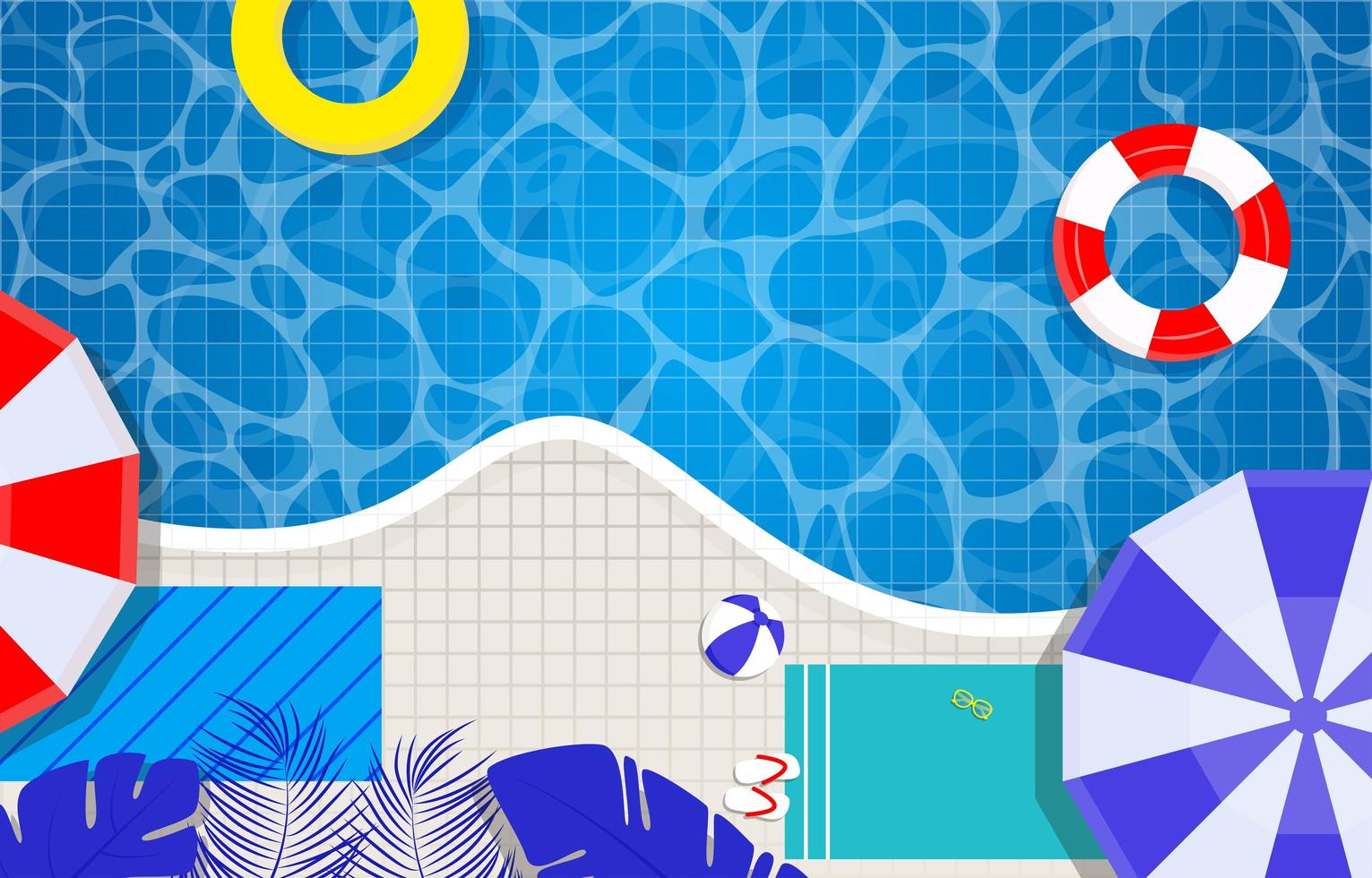 Fondo de piscina con ambiente de verano. vector