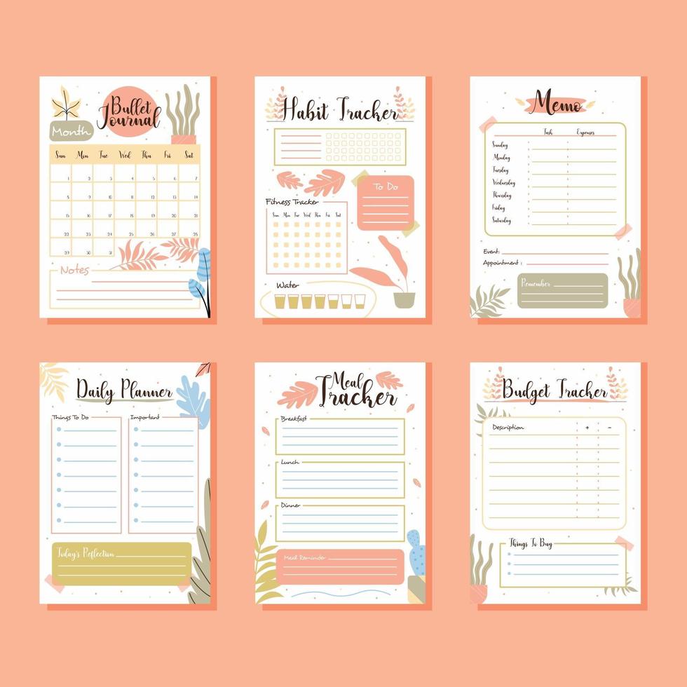 Bullet Journal Planner Set vector