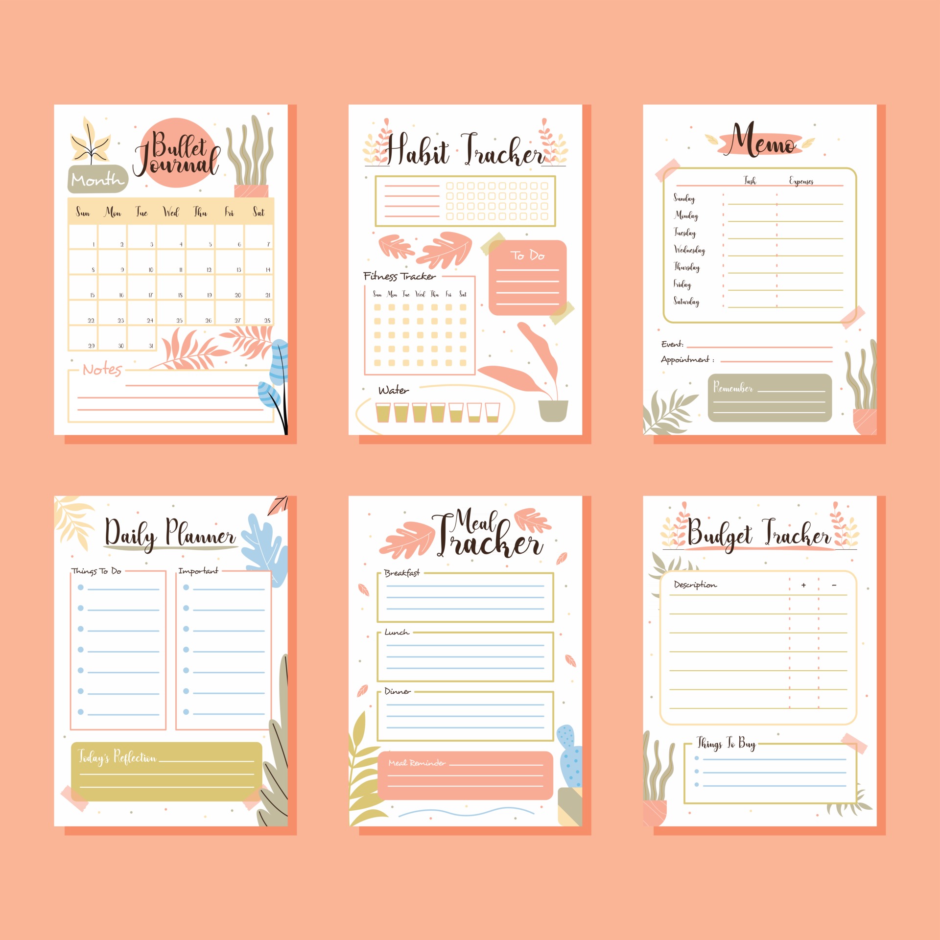 Bullet Journal Planner Set 2866550 Vector Art at Vecteezy