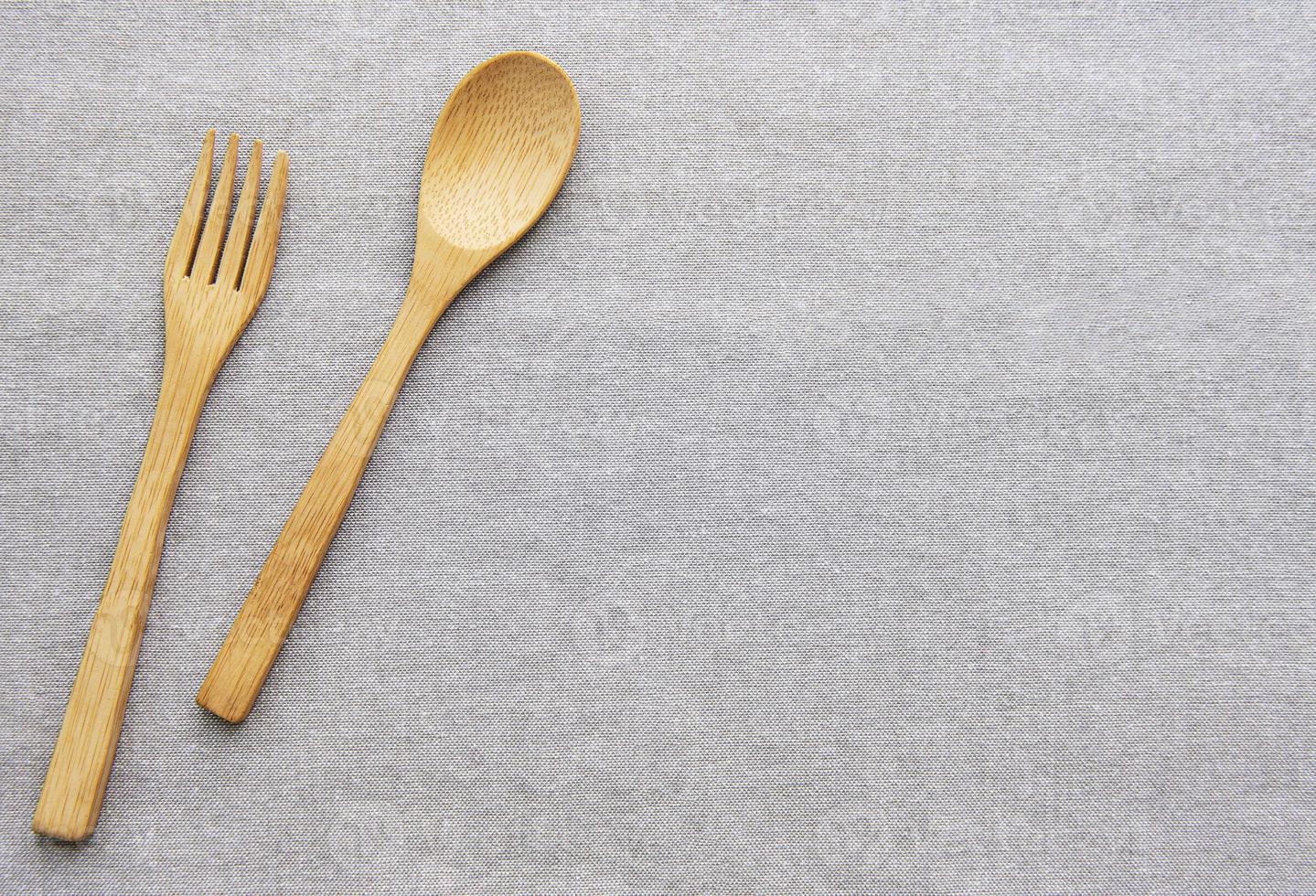Wooden spoon and fork photo