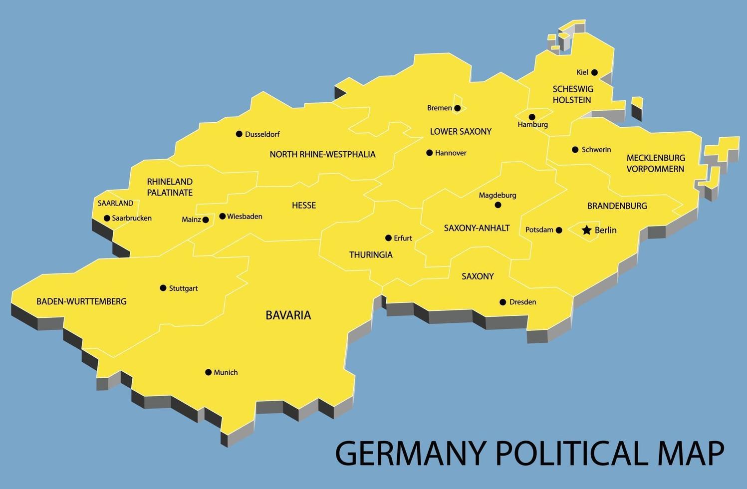 mapa político isométrico de alemania dividido por estado vector