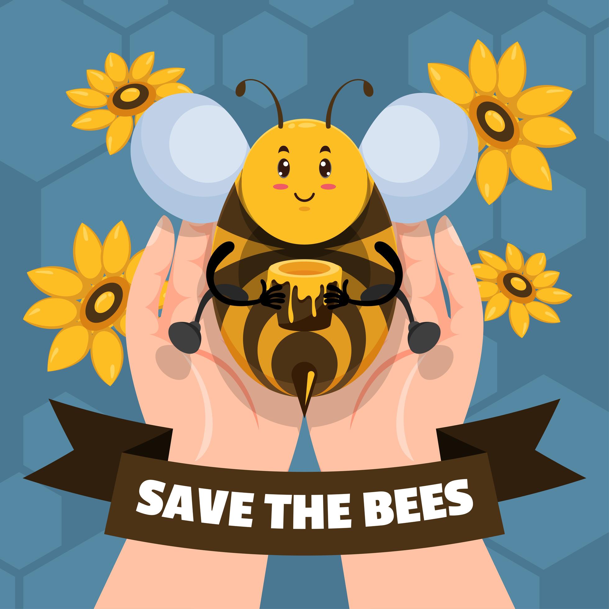 Save the Bees for Honey Bee Protection Campaign 2866778 Vector Art at