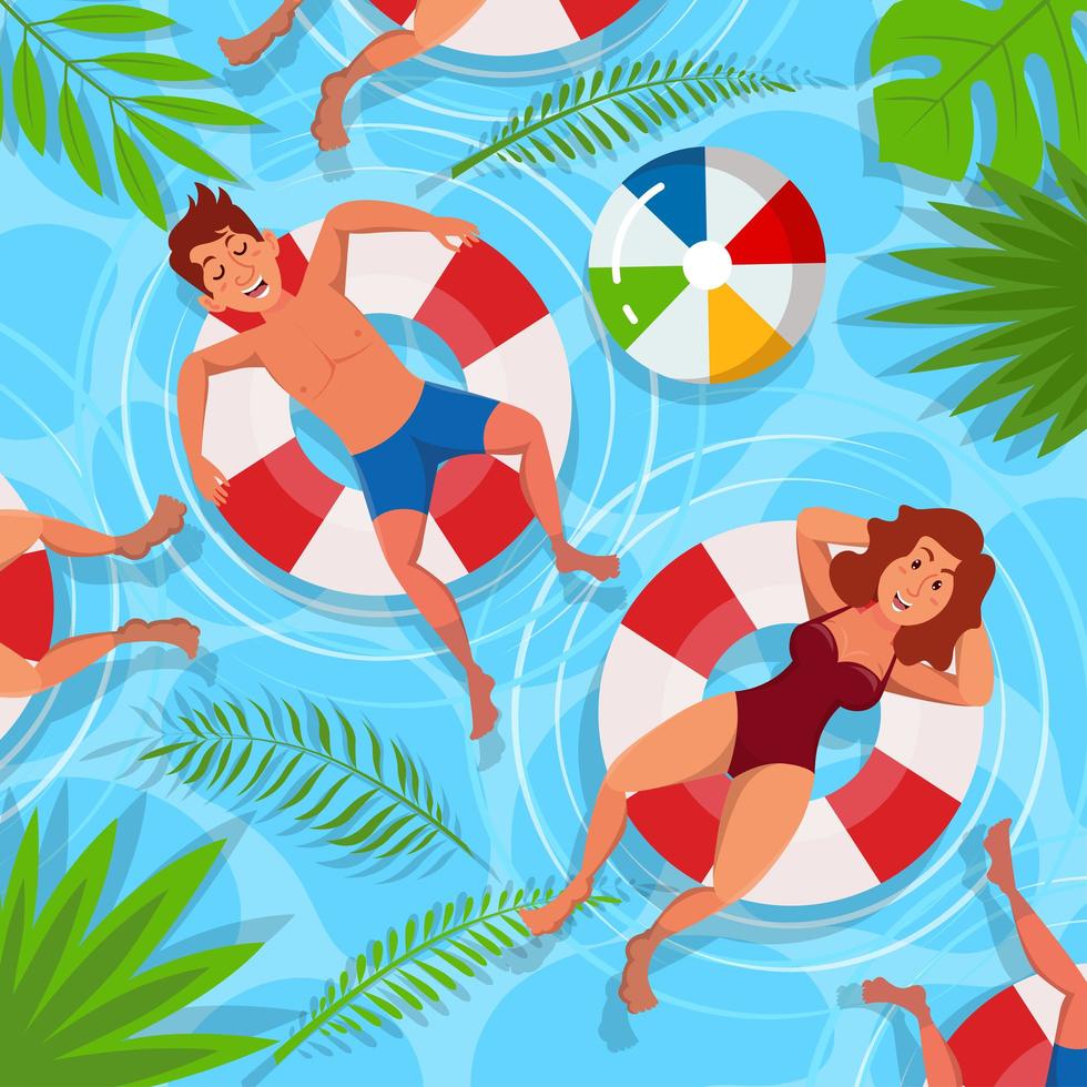 Relaxing and Refreshing at the Swimming Pool in the Summer vector