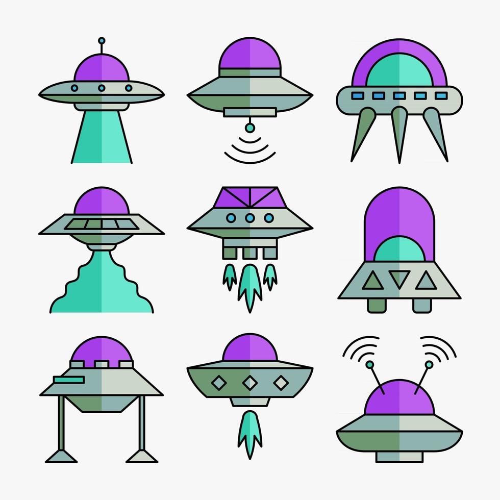 paquete de iconos de ovni espacial vector