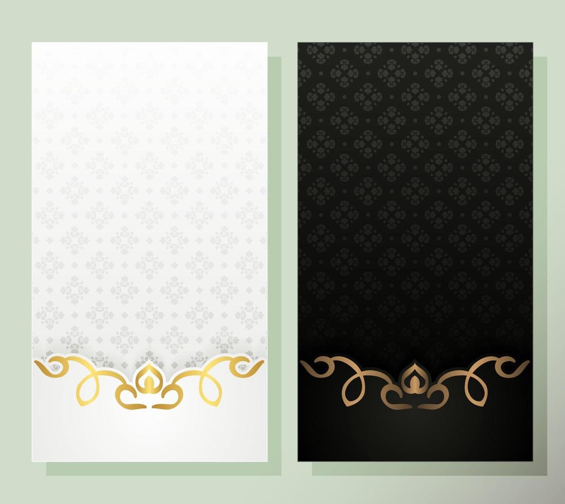 white and black greeting card with elegant pattern vector