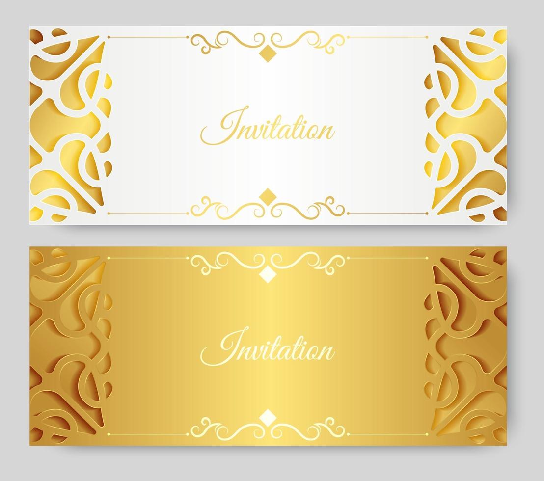 Gold invitation background style ornamental pattern vector