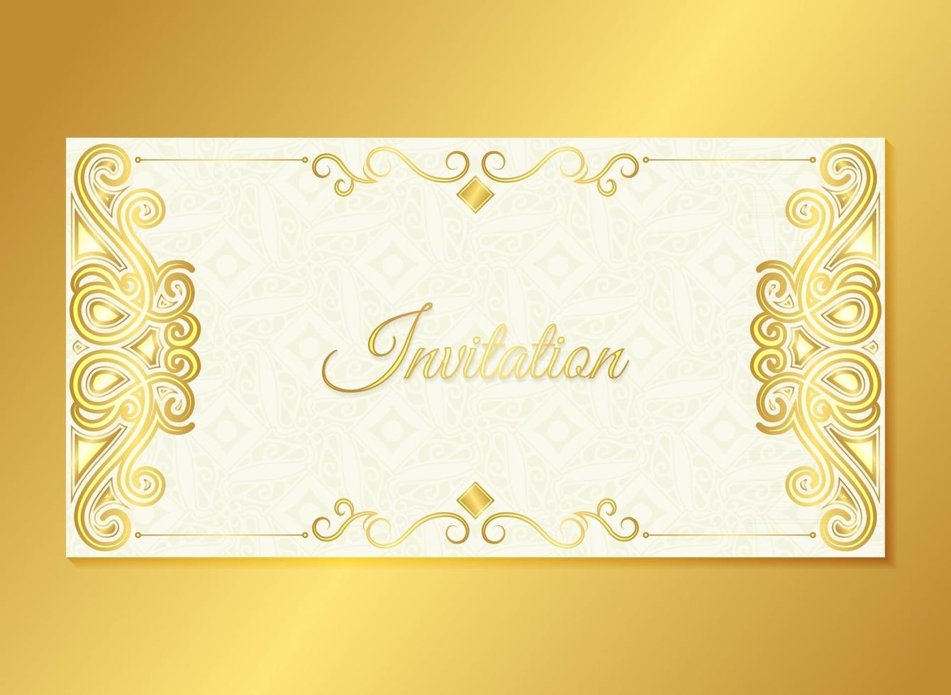 Gold invitation background style ornamental pattern vector