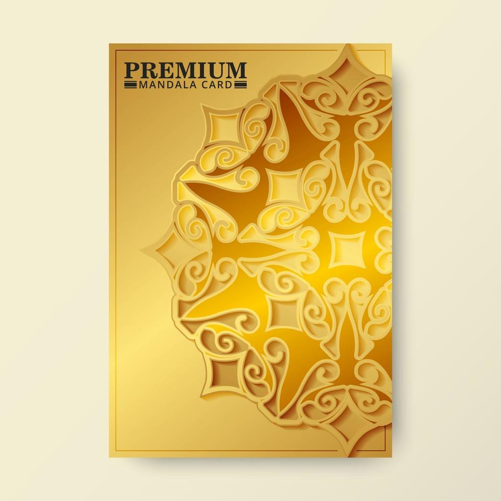 Tarjeta de felicitación de mandala de oro con patrón de textura elegante vector
