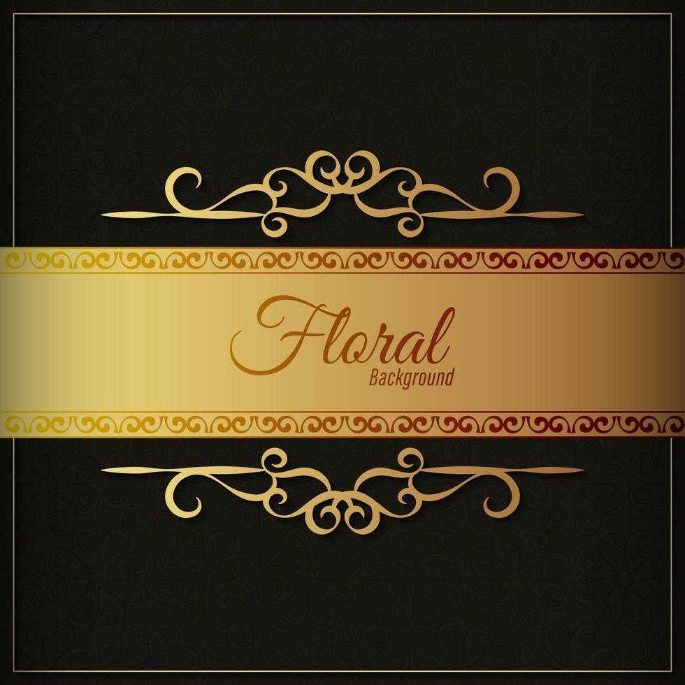 Floral background golden banner design vector