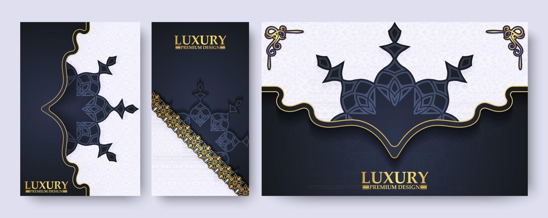 Luxury mandala style greeting card collection vector