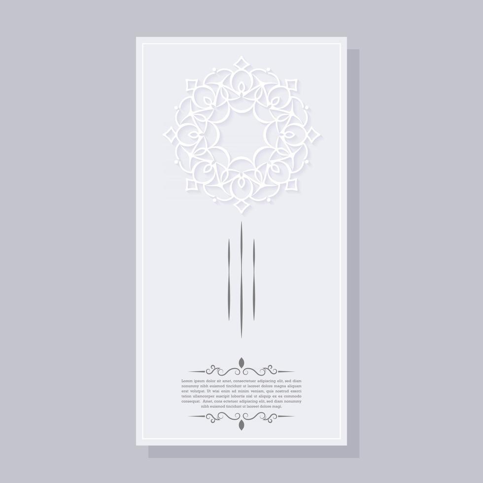 greeting card with white mandala symbol vector