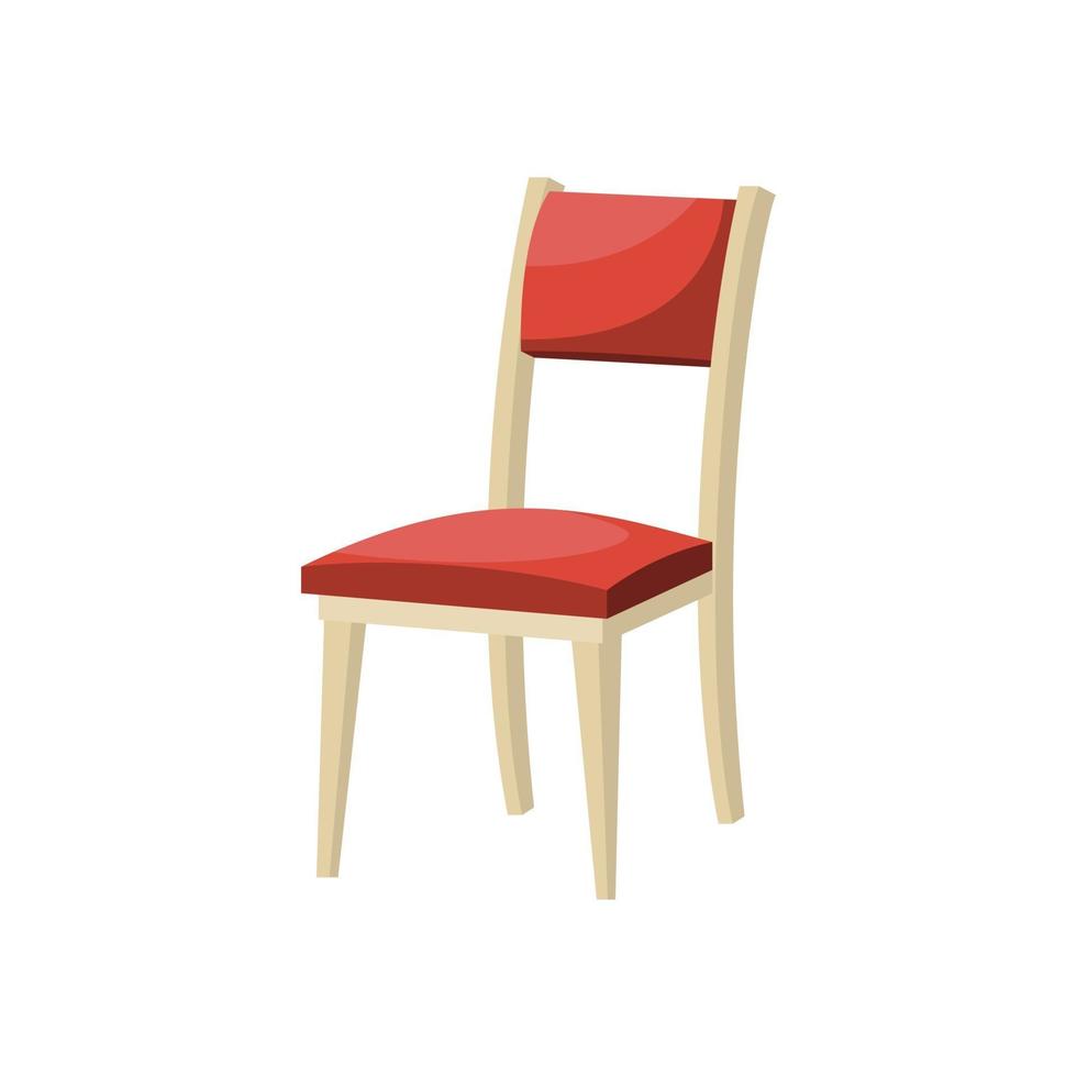 silla de comedor suave roja vector