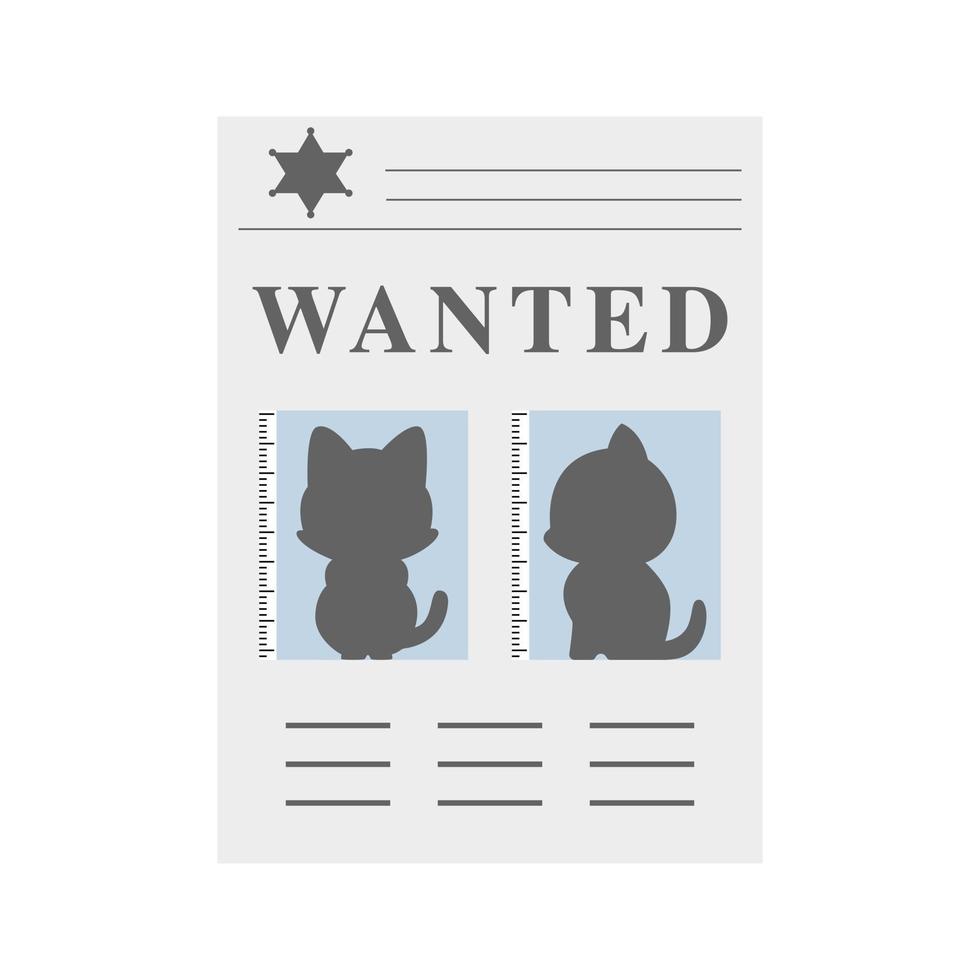 cat wanted poster vector