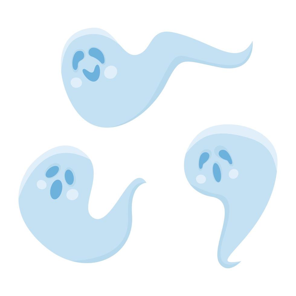 Cartoon funny spooky ghosts set vector
