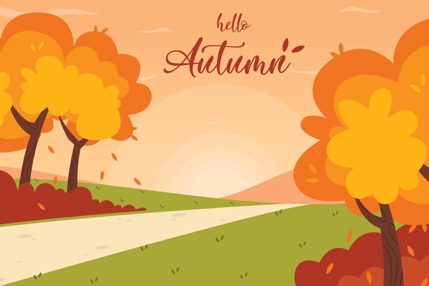 hello autumn alley in the park landscape vector