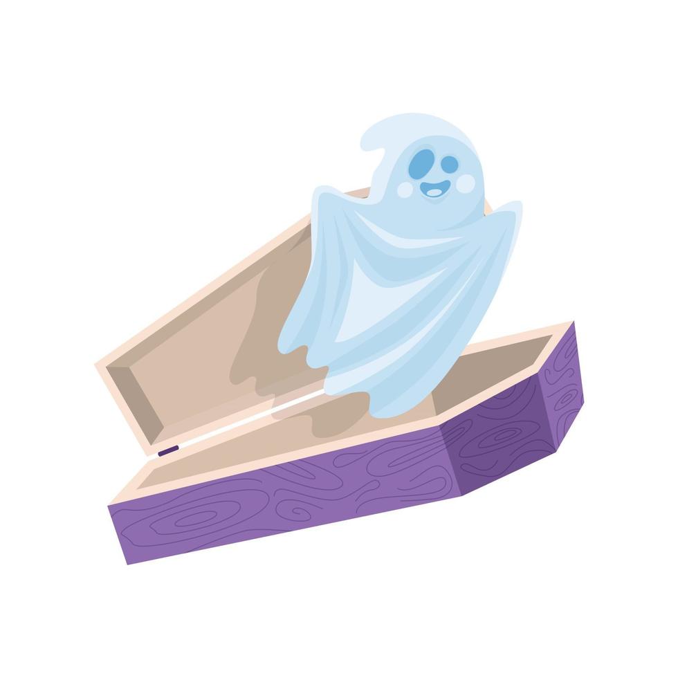 funny ghost in the coffin vector