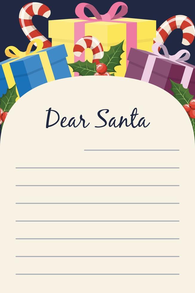 Dear Santa letter template vector