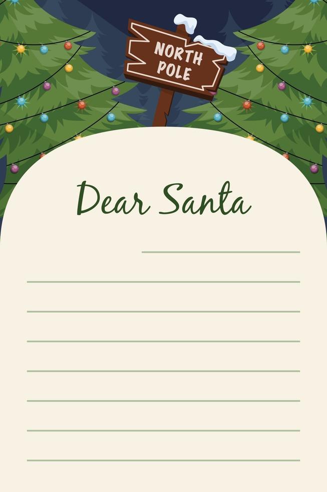 Dear Santa card template vector