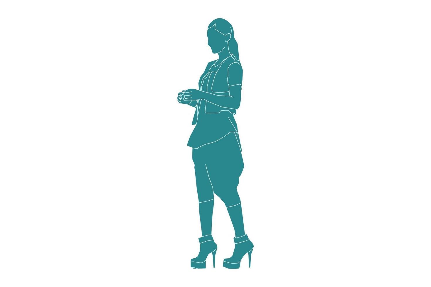 ilustración vectorial de mujer de moda, estilo plano con contorno vector