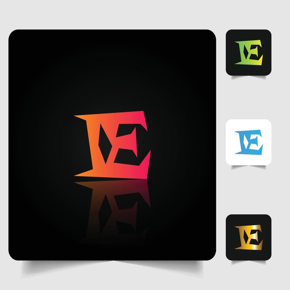 E letter logo professional abstract gradient design vector