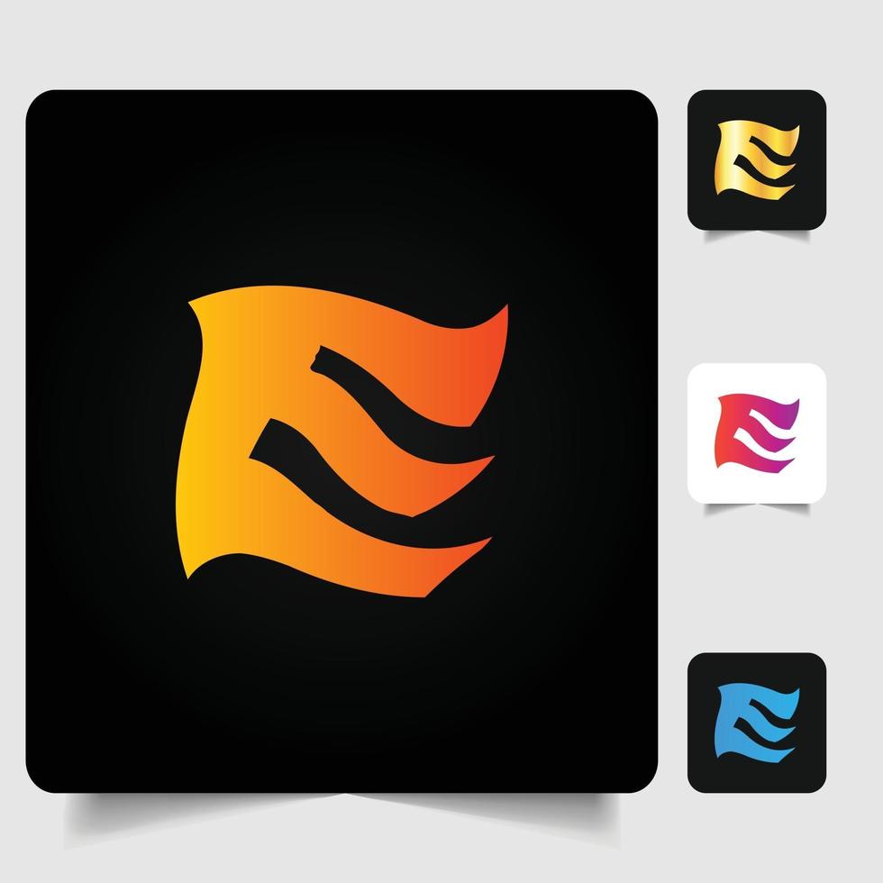 E letter logo professional abstract gradient design vector