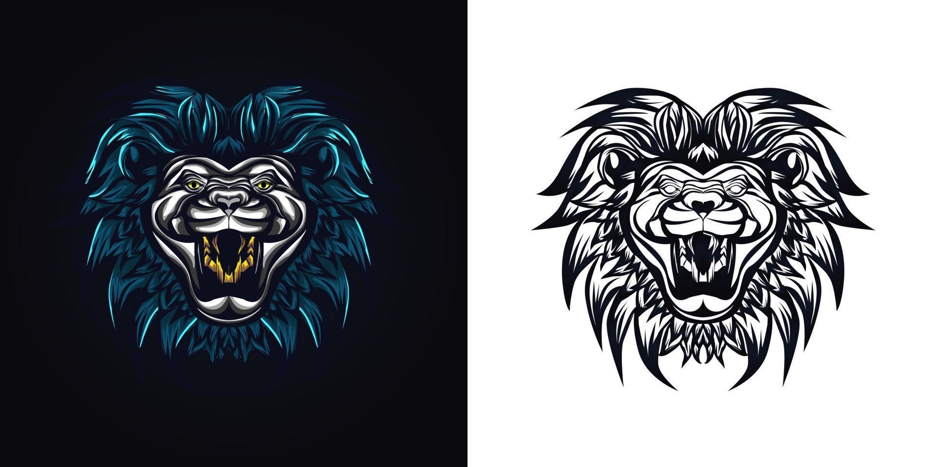 lion angry mascot logo vector illustration