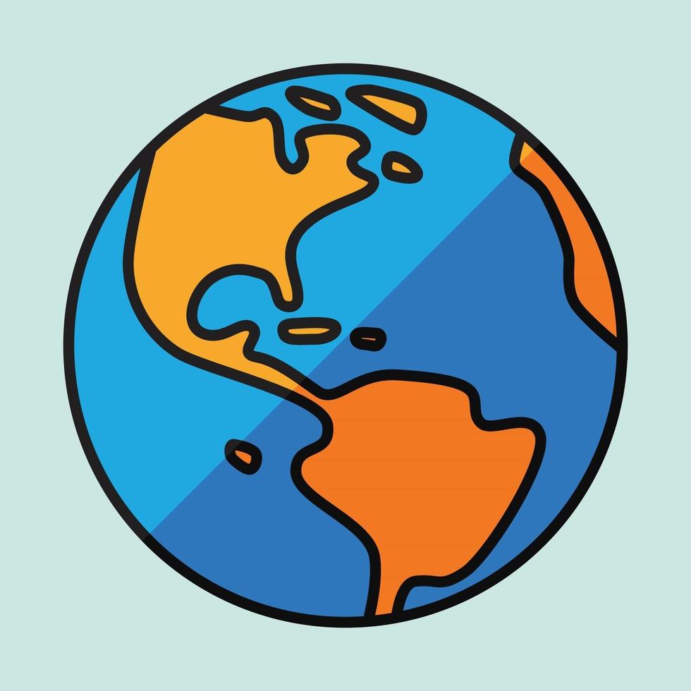 Simplicity freehand world map sketch on globe. vector