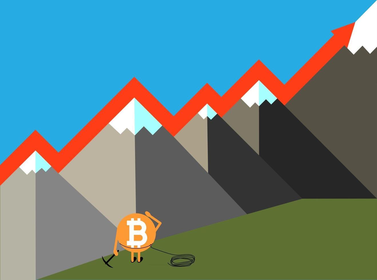 The raising of Bitcoin vector illustration 3.eps