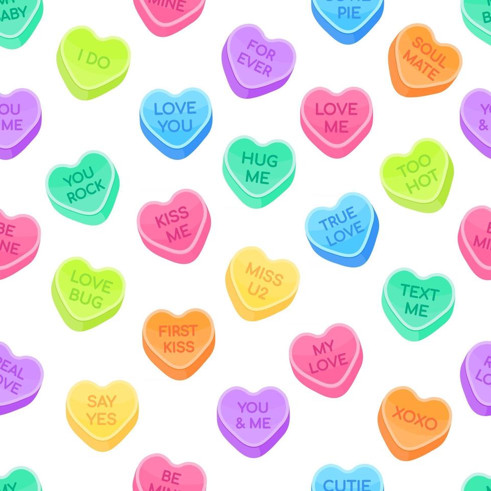 sweetheart candies set seamless pattern vector