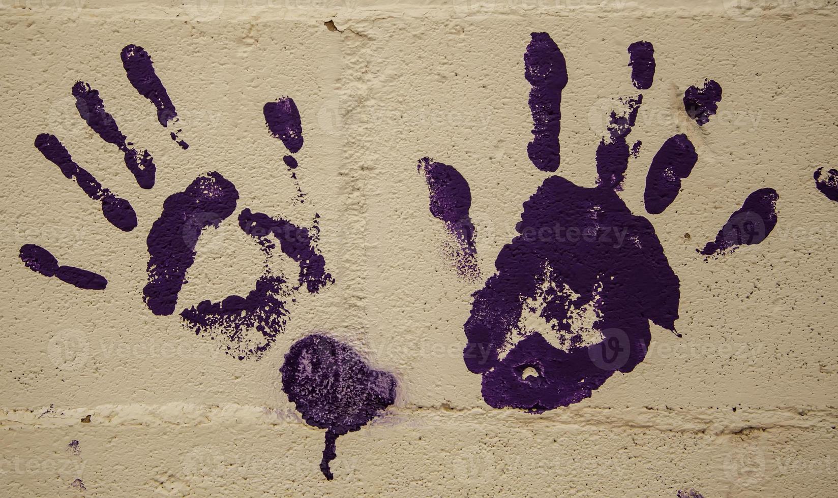 Hand marked on a cement wall photo