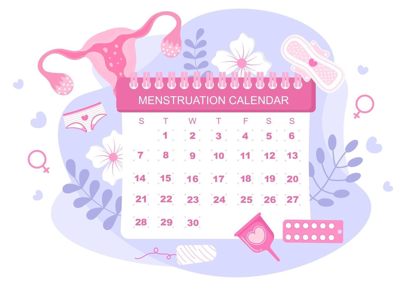 Menstruation Period Calendar Women To Check Date Cycle Illustration vector