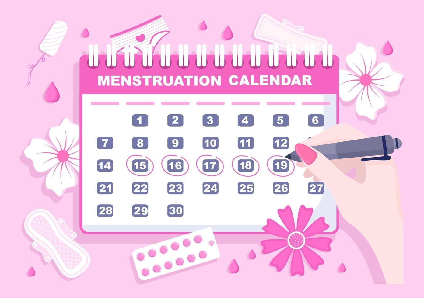 calendario del período de menstruación mujeres para verificar la fecha ilustración del ciclo vector
