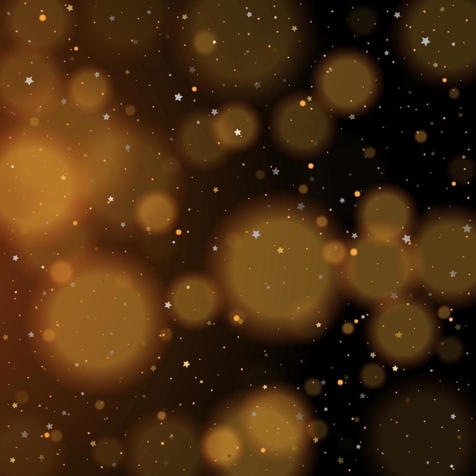 Gold bokeh shiny glittering golden and silver stars vector