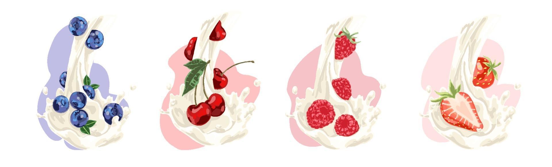 Download Natural milk flow with juicy blueberry 2868126 Vector Art ...