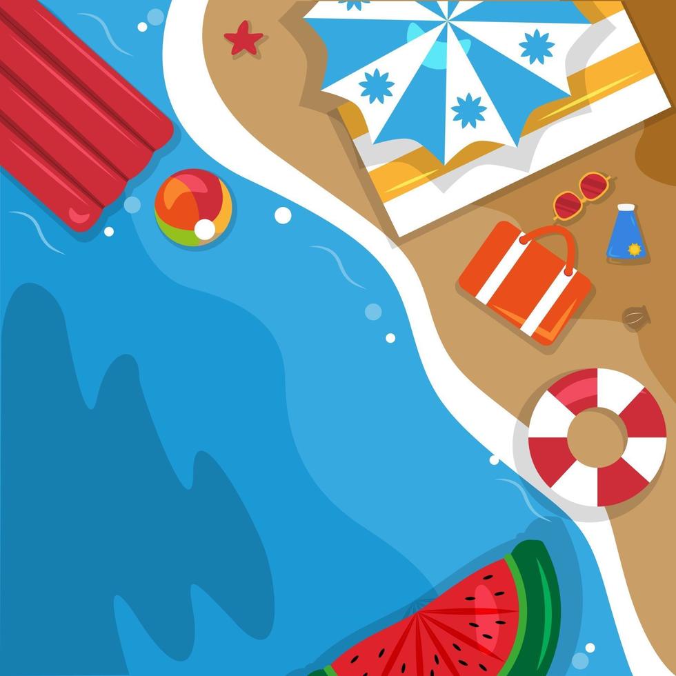 Beautiful Summer Beach Sea Nature Vacation Top View Background Illustration 07 vector