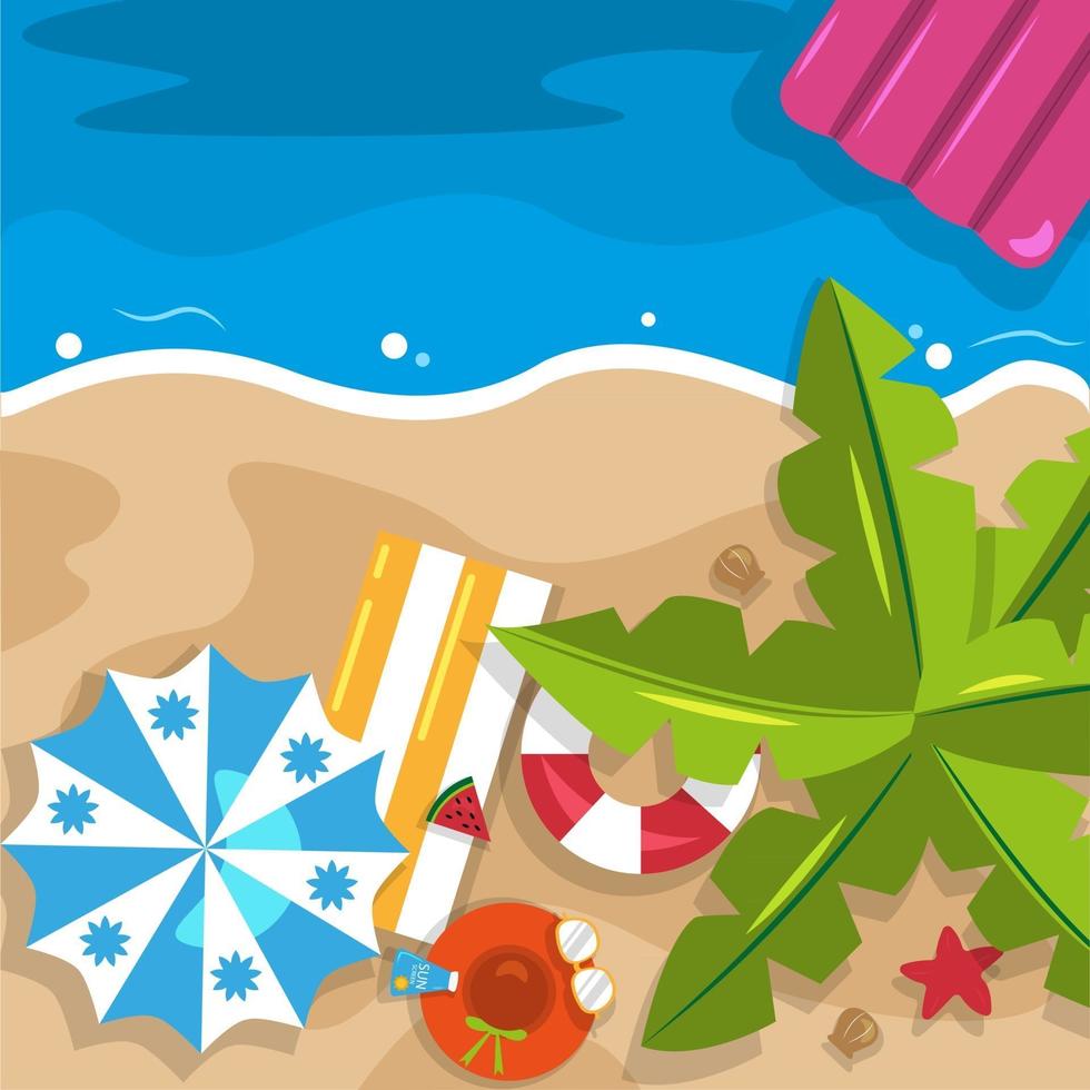 Beautiful Summer Beach Sea Nature Vacation Top View Background Illustration 03 vector