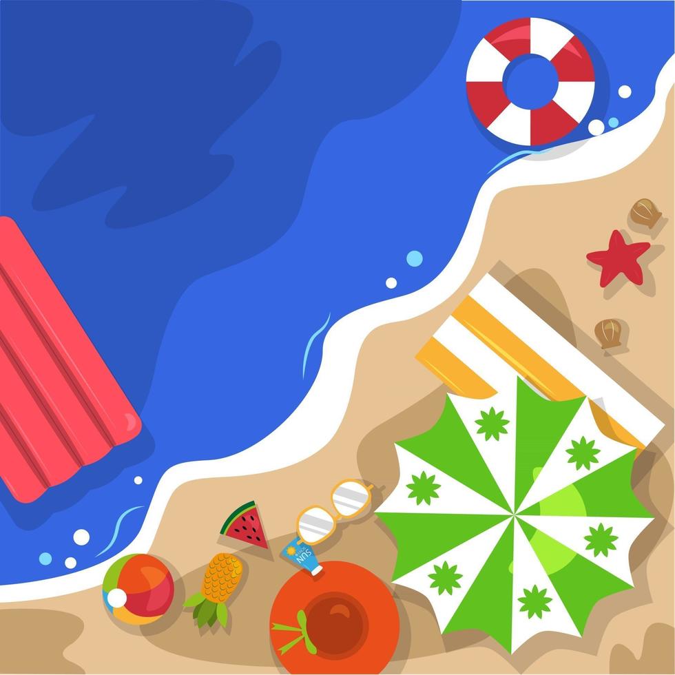 Beautiful Summer Beach Sea Nature Vacation Top View Background Illustration 06 vector