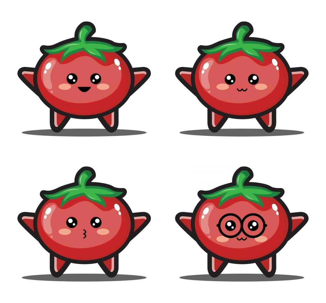 Cute cartoon tomato kawaii design premium vector